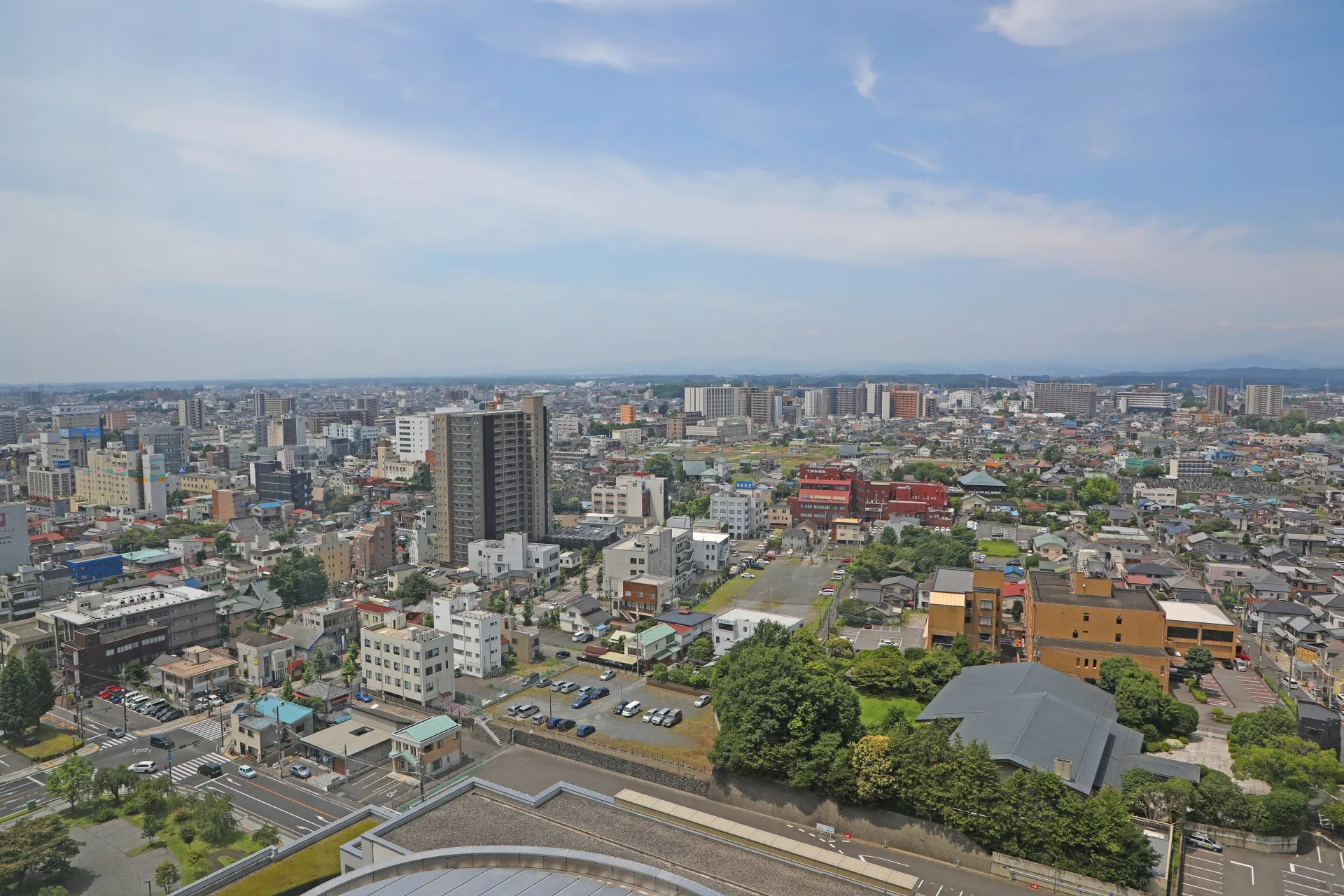 宇都宮の街並みと栃木県の住宅街の眺め